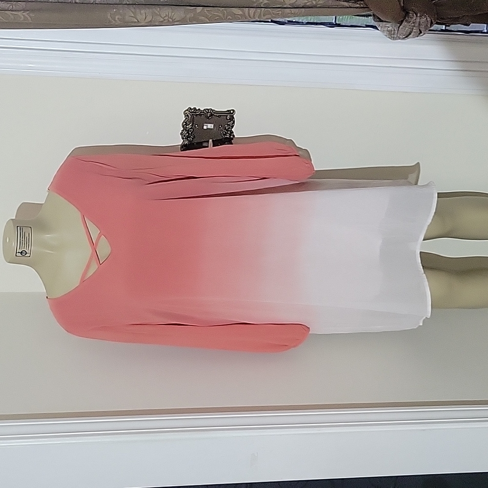 Elegant Pink and White Ombre Dress